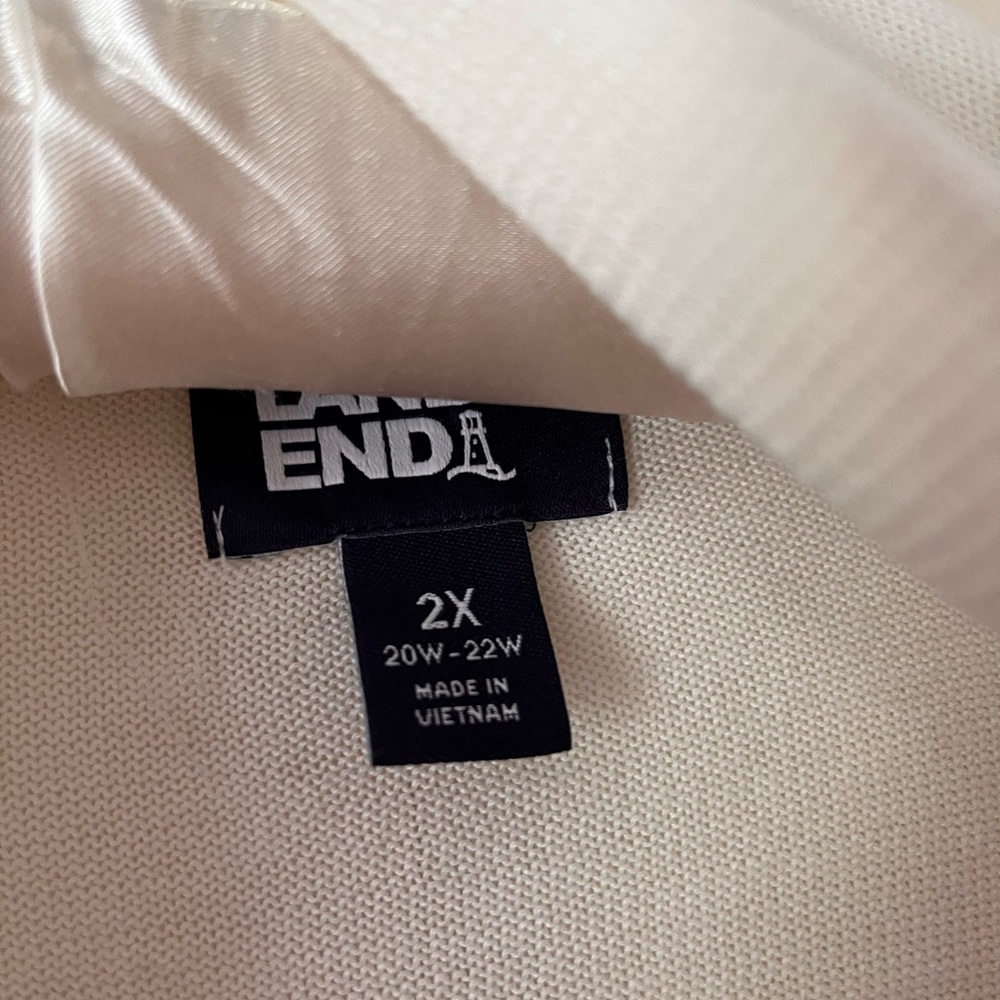 NWOT Lands' End Navy Blue and Ivory Striped Cardigan Sweater - Picture 2 of 3